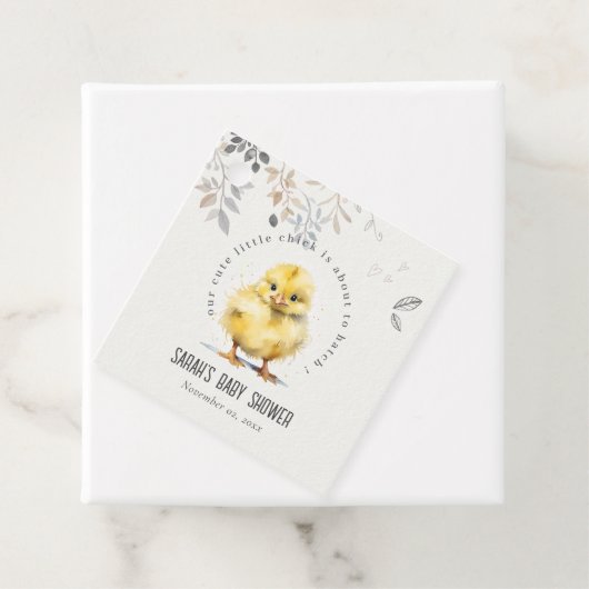 Schattige Boerderij Chick Waterverf Bloemen Baby s Bedankjes Labels (In situ)