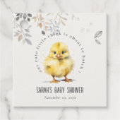 Schattige Boerderij Chick Waterverf Bloemen Baby s Bedankjes Labels (Voorkant)