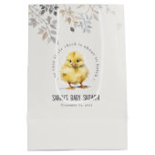 Schattige Boerderij Chick Waterverf Bloemen Baby s Medium Cadeauzakje (Achterkant)