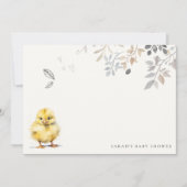 Schattige Boerderij Chick Waterverf Bloemen Baby s Notitiekaartje (Voorkant)