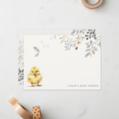 Schattige Boerderij Chick Waterverf Bloemen Baby s Notitiekaartje (Voorkant / Achterkant in situ)