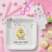 Schattige Boerderij Chick Waterverf Bloemen Baby s Papieren Bordje (Feest)