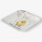 Schattige Boerderij Chick Waterverf Bloemen Baby s Papieren Bordje (Gebogen)