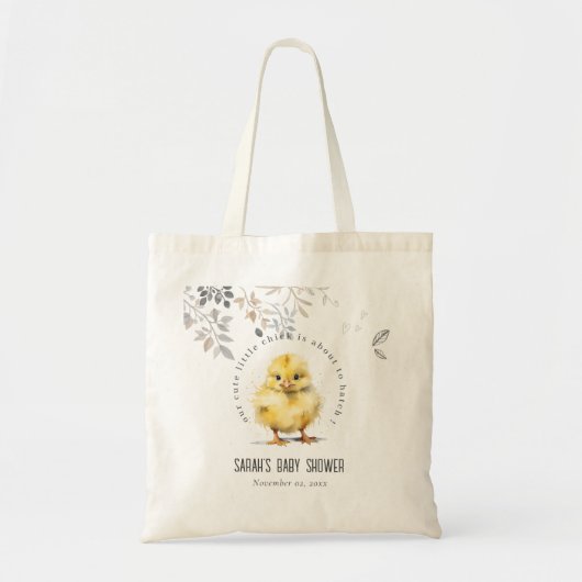 Schattige Boerderij Chick Waterverf Bloemen Baby s Tote Bag (Voorkant)