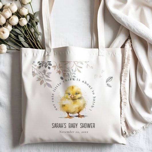 Schattige Boerderij Chick Waterverf Bloemen Baby s Tote Bag