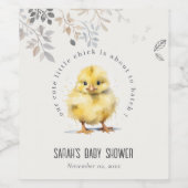 Schattige Boerderij Chick Waterverf Bloemen Baby s Wijn Etiket (Enkel label)