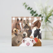 Schattige Boerderij Dierenportret Gingham Check - (Staand voorkant)