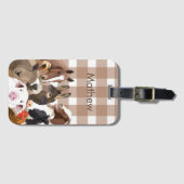 Schattige Boerderij Dierenportret Gingham Check -  Bagagelabel (Voorkant (horizontaal))