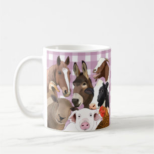 Schattige Boerderij Dierenportret Gingham Check - Koffiemok