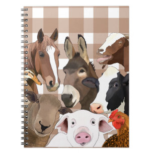 Schattige Boerderij Dierenportret Gingham Check - Notitieboek