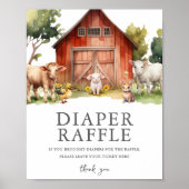 Schattige Boerderij Dierenschuur Luier Raffle Sign Poster (Voorkant)