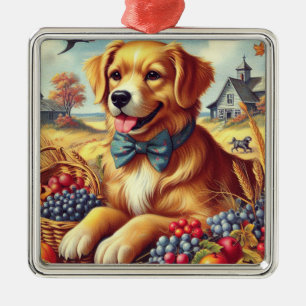 Schattige Boerderij Dog Painting Metalen Ornament
