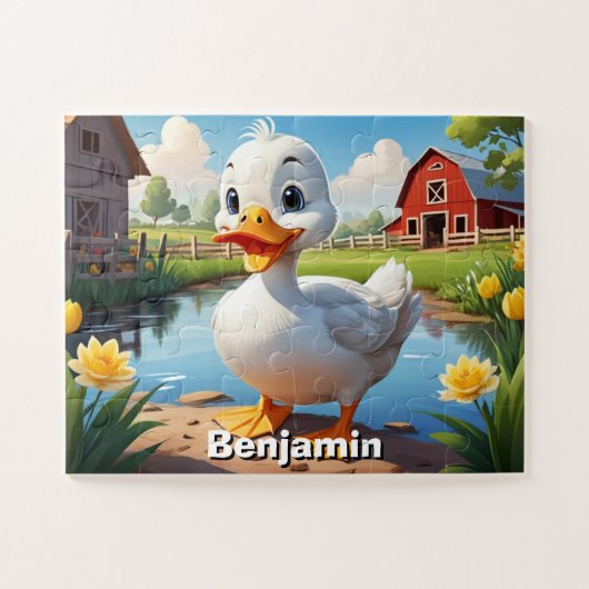 Schattige Boerderij eend gepersonaliseerd Kind Legpuzzel (Horizontaal)