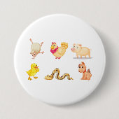 Schattige Boerderij en huisdieren Ronde Button 7,6 Cm (Voorkant)
