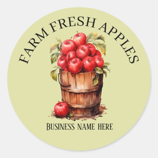 Schattige boerderij Fresh Apples Tekst toevoegen Ronde Sticker (Voorkant)