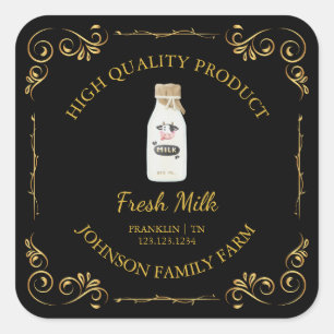 Schattige  Boerderij Fresh Milk Square Label