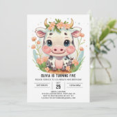 Schattige Boerderij Girly Koe Verjaardag Kaart (Staand voorkant)