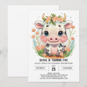 Schattige Boerderij Girly Koe Verjaardag Kaart (Voorkant / Achterkant)