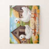 Schattige Boerderij Gooses gepersonaliseerd Legpuzzel (Verticaal)