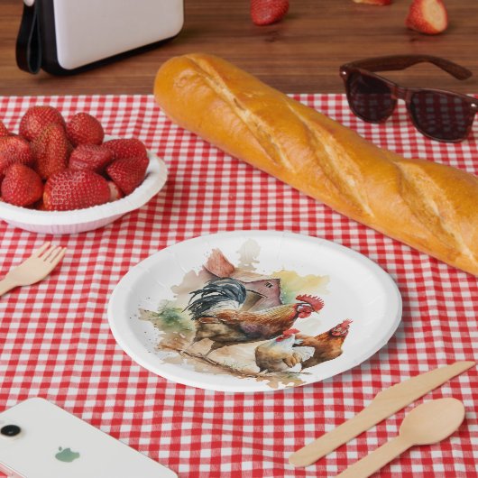 Schattige boerderij haan liefhebbers feest papieren bordje (Picknick)