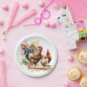 Schattige boerderij haan liefhebbers feest papieren bordje (Feest)