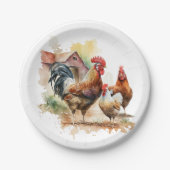 Schattige boerderij haan liefhebbers feest papieren bordje (Voorkant)
