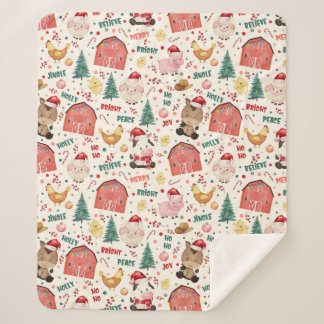 Schattige Boerderij Kerst Waterverf Sherpa Deken