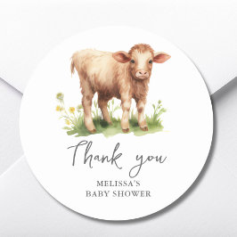 Schattige Boerderij Koe Baby shower Dank u voor de Ronde Sticker