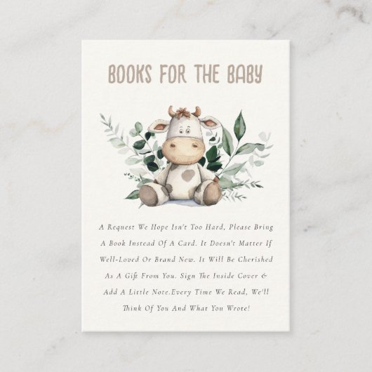 Schattige Boerderij Koe gebladerte boeken voor Bab Informatiekaartje (Voorkant)