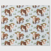 Schattige Boerderij Koe Kerstmis Cadeaupapier (Vlak)