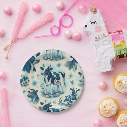  Schattige Boerderij Koe Naadloos Papieren Bordje