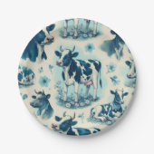  Schattige Boerderij Koe Naadloos Papieren Bordje (Voorkant)