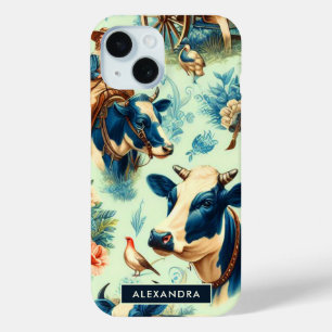 Schattige Boerderij Koe Waterverf Schilderen iPhone 15 Case