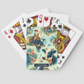 Schattige Boerderij Koe Waterverf Schilderen Pokerkaarten (Achterkant)