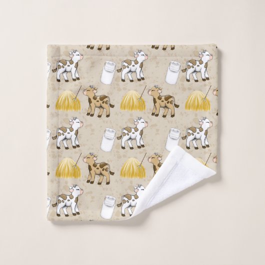 Schattige boerderij koeien betegeld Land Bad Handdoek (Wasdoekje)