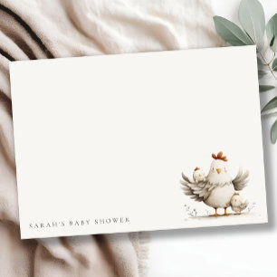 Schattige boerderij mama en baby kuiken bloemen ba notitiekaartje