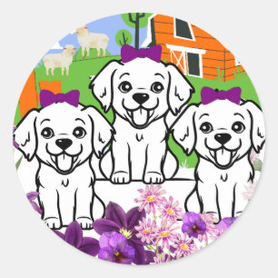Schattige Boerderij Ronde Sticker