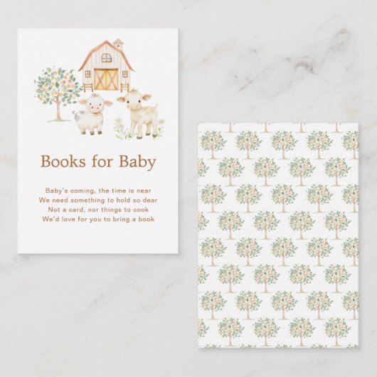 Schattige Boerderij Schuur Baby shower Boeken voor Informatiekaartje (Voorkant / Achterkant)