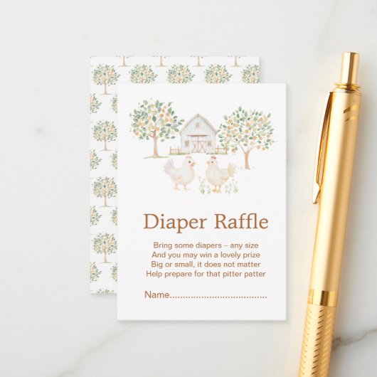 Schattige Boerderij Schuur Baby shower Luier Raffl Informatiekaartje (Voorkant / Achterkant in situ)