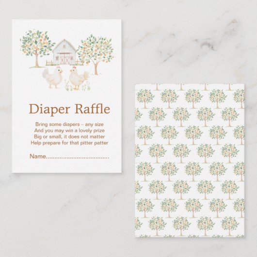 Schattige Boerderij Schuur Baby shower Luier Raffl Informatiekaartje (Voorkant / Achterkant)