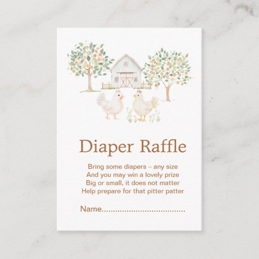 Schattige Boerderij Schuur Baby shower Luier Raffl Informatiekaartje (Voorkant)