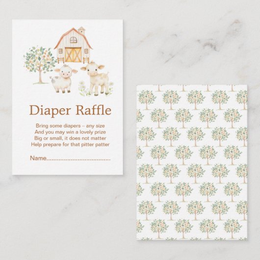 Schattige Boerderij Schuur Baby shower Luier Raffl Informatiekaartje (Voorkant / Achterkant)