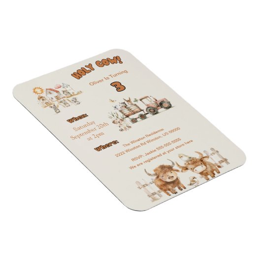 Schattige Boerderij Thema Verjaardagsfeest Jongen  Magneet (Rechterzijde)