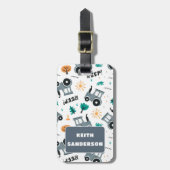 Schattige Boerderij Tractoren Patroon Bagagelabel (Voorkant verticaal)