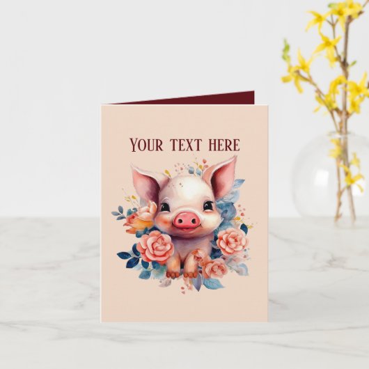 Schattige Boerderij Varkensliefhebbers Bericht toe Kaart (Gele Bloem)