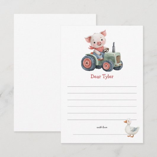 Schattige Boerderij Varkenstractor Verjaardag Time Notitiekaartje (Voorkant / Achterkant)