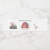 Schattige Boerderij Varkenstractor Verjaardagsfees Waterfles Etiket (Enkel label)