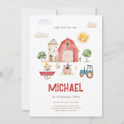 Schattige Boerderij verjaardagsuitnodiging Kaart (Voorkant)