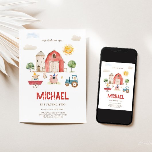Schattige Boerderij verjaardagsuitnodiging Kaart