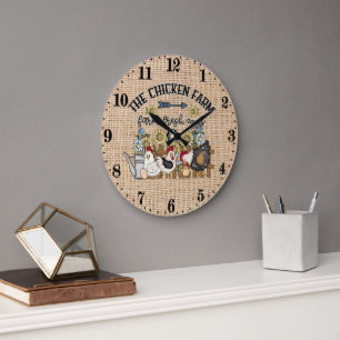 schattige boerderij verse eieren van kippen grote klok